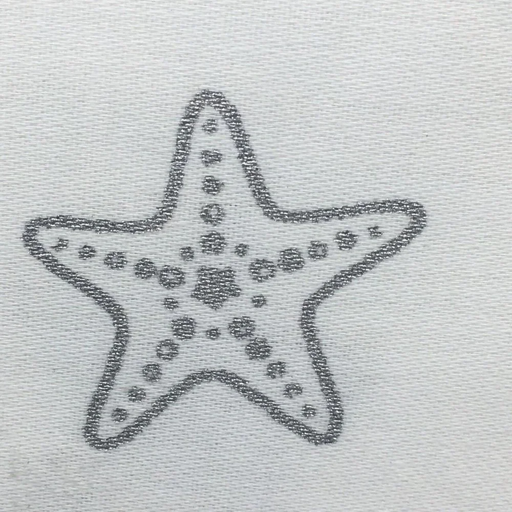 Nicole Miller Silver Starfish QUEEN Sheet Set Beach Ocean Shimmer 100% Cotton